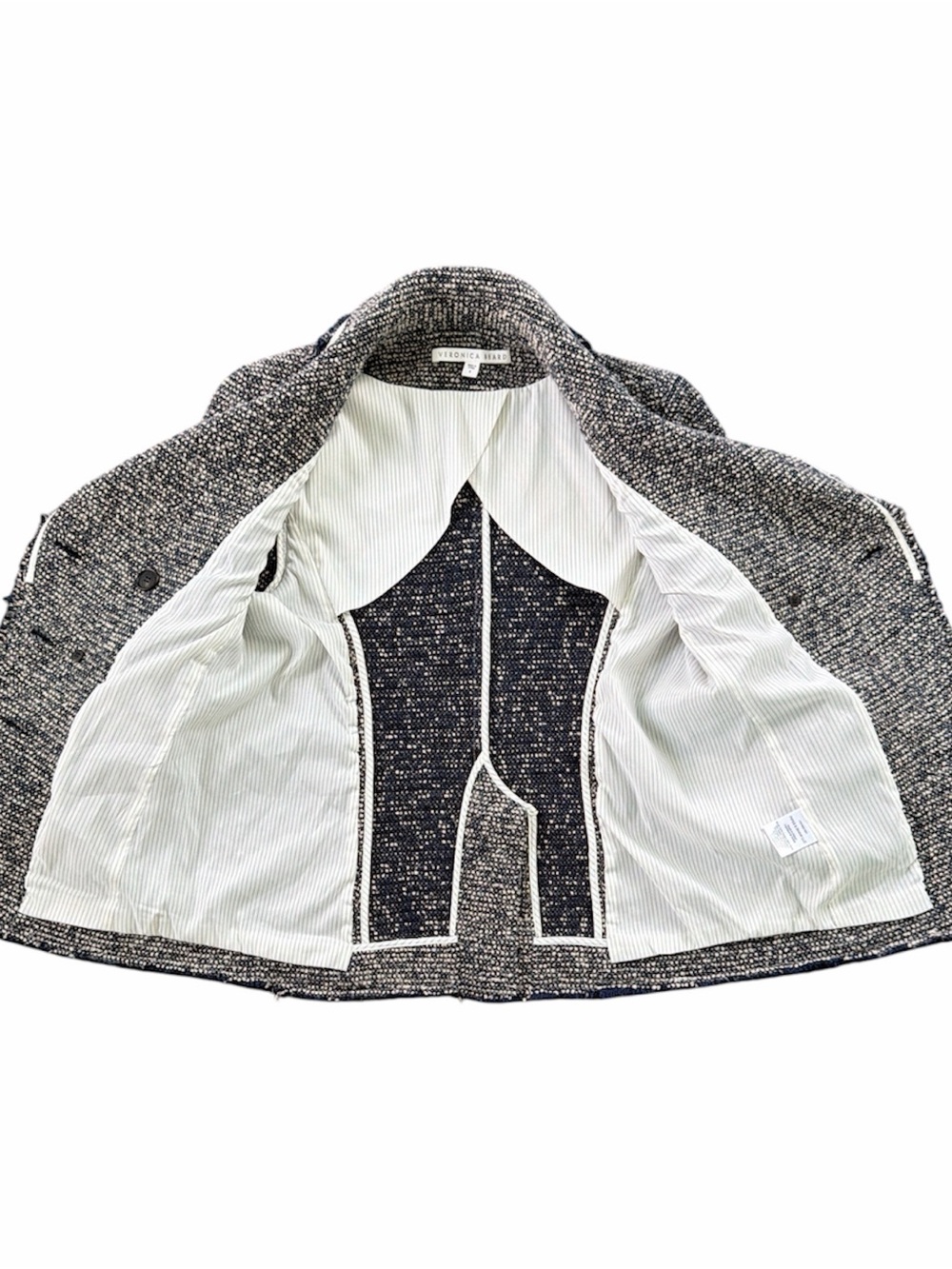 Veronica Beard Theron Tweed Double-Breasted Blazer Jacket Navy White Size 6 - Picture 13 of 15